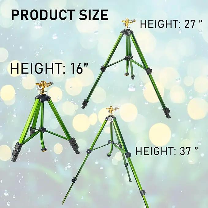 Impact Sprinkler on Tripod Base, Heavy Duty Adjustable Zinc Sprinkler Head for Lawn Yard Garden, 360 Degree Large Area Irrigation, 3/4" Connector Extension Legs Flip Locks, 2 Pack, photo 2 of 7