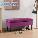 Ottoman with Storage Velvet Storage Bench Holds Up to 500 lbs Ottomans Upholstered Bench with Seating for Bedroom, Living Room, Purple by CozyNest Decor