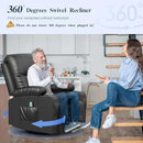 Recliner Chairs for Adults, FSC Certified Massage Rocker with Heated Modern Ergonomic Lounge 360 Degree Swivel Single Sofa Seat Living Room Lounge Recliners Black by CozyNest Decor