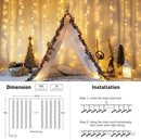 JMEXSUSS 900 LED Outdoor Christmas Curtain Lights, 9.5x29.5ft Christmas Lights Plug in with Remote, Twinkle Hanging String Light for Bedroom Wall Wedding Backdrop Window Gazebo Decor, Warm White by CozyNest Decor
