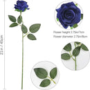 Blue Fake Roses Artificial Flowers - 16 Pcs Fake Artificial Roses Silk Flowers with Stems for Home Wedding Hotel Office Centerpiece Decor（Navy Blue） by CozyNest Decor