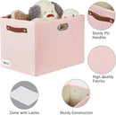 3-Pack Foldable Fabric Storage Bins with Durable PU & Metal Handles, Collapsible Storage Baskets for Shelves, Home Storage, Closet Organizers, Living Room(17"x11.8"x11.8", Pink) by CozyNest Decor