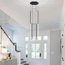 Modern Led Chandelier - Adjustable Black Lighting Fixture for High Ceiling, Suitable for Living Room, Staircase, Villa by CozyNest Decor