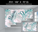 Tropical Pink Palm Leaf Wallpaper Girls Bedroom Colorful Plant Leaves Wall Mural Living Room (Not Peel and Stick) by CozyNest Decor