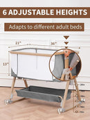 Baby Bassinet Bedside Sleeper - 3 in 1 Bassinets with Waterproof Sheets, Soft Mattress and Breathable Mesh, Adjustable Height Bedside Bassinet for Baby with Wheels, Storage Basket, Gray by TinyTreasures Baby Boutique
