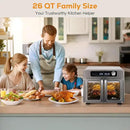 Romswi 26QT French Door Air Fryer Toaster Oven Combo, 24 Cooking Functions and Digital Controls, Fits 12" Pizza, 6 Slices of Toast, Rotisserie 6lb Chicken, 6 Accessories Included by CozyNest Decor