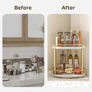 Lazy Susan Organizer, Rotating Spice Rack, 2 Tier Spice Turntable Organizer, Industrial Turntable Spice Holder, for Kitchen Countertop and Cabinet, Compact and Versatile, White and Gold SR22DW by CozyNest Decor