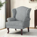 Accent Chair, High Back Upholstered Armchair with High Resilience Sponge & Wood Legs, Mid-Century Modern Comfy Single Sofa Reading Chairs for Living Room, Bedroom (Stripe Grey, Set of 1) by CozyNest Decor