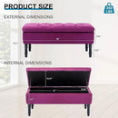 Ottoman with Storage Velvet Storage Bench Holds Up to 500 lbs Ottomans Upholstered Bench with Seating for Bedroom, Living Room, Purple by CozyNest Decor