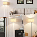 Ambimall 60'' Modern Floor Lamp Set of 2, 2PK Tall Lamps for Living Room Bedroom, Beige Shade with Black Pole(Without Bulb) by CozyNest Decor