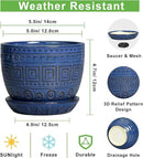 G EPGardening Plant Pots Indoor 5 Inch - Ceramic Pot for Plants with Drainage Hole and Saucer Round Planter Outdoor Modern Flower Pot Home Office Decor Blue by GreenHaven Gardens
