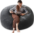 Bean Bag Chair 5Ft, Memory Foam Filled, Large Beanbag Chairs for Adults and Teens, Soft Sofa with Removable Flannel Cover, Round Couch for Living Room Bedroom College Dorm (Dark Gray, 5FT-60×60"×24") by CozyNest Decor