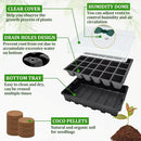 Halatool Seed Starter Kit, 2 Pack Seed Starter Trays with 50 Pcs Coco pellets and 2 Garden Tools & 100 Plant Labels, Greenhouse Indoor Seed Germination System for Herbs, Vegetables and Flowers (Black) by GreenHaven Gardens