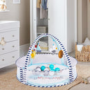 Baby Play Mat, 4-in-1 Baby Play Gym Tummy Time Mat with Ball Pit and 5 Detachable Toys for Newborn to Develop Sensory Exploration and Motor Skill 0-6-12 Months by TinyTreasures Baby Boutique