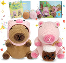 Crochet Kit for Beginners,Beginner Crocheting Animals Kits w Step-by-Step Video Tutorials, Knitting Starter Pack for Adults and Kids,2 Pack Capybara by TinyTreasures Baby Boutique