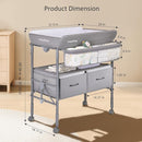 Maydolly Baby Changing Table, Portable Folding Changing Table with Wheels, Waterproof and Adjustable Height, Premium Diaper Changing Station with Two Drawers, Mobile Nursery for Newborn (Grey) by TinyTreasures Baby Boutique