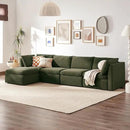 mopio Oversized Modular Sectional Sofa with Fully Removable Covers and Storage, Convertible U, L-Shaped and Sleeper Sectional, Modern Couches with Ottoman Chaise (Olive Green Velvet, 5 Seats, L) by CozyNest Decor