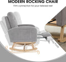 NIOIIKIT Nursery Rocking Chair, Corduroy Upholstered Rocking Chair with Adjustable Footrest, Tufted Rocker Chair with Side Pocket, Glider Rocker for Living Room, Bedroom (Gray Retro) by TinyTreasures Baby Boutique
