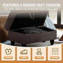 Ottoman Rectangular Storage Ottoman Bench, Flannel Footrest Stool Footstool with Lid for Living Room, Bedroom, Entryway, Dark Coffee, 28.5"x19"x17.5" by CozyNest Decor