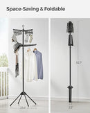 SONGMICS 2-Tier Clothes Drying Rack, 72-Inch Folding Laundry Drying Rack with 3 Rotatable Arms for Hangers, 24 Clips, Stainless Steel, for 27 Pieces of Clothes, Black ULLR512B01 by TinyTreasures Baby Boutique