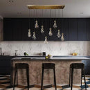 Raindrop 9-Light Chandeliers for Dining Room Gold Dining Room Lights Fixture Over Table, Brass Pendant Lights Kitchen Island, Adjustable Rope Teardrop Hanging Lamp Ceiling for Living Room by CozyNest Decor