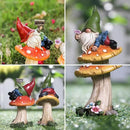 TERESA'S COLLECTIONS Garden Gnomes on Mushroom, Set of 2 Cute Resin Gnome Statues for Yard, Outdoor Patio Porch Lawn, Ideal Gift for Dad Mom Birthday, Outside Decor Housewarming Gifts by CozyNest Decor