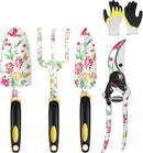 Garden Tools Set, Aluminum Alloy Garden Hand Tool 5 Piece Gardening Tools with Hand Rake, Hand Weeder, Transplant Trowel, Pruning Shears and Gardening Gloves for Outdoor Gardening Work by GreenHaven Gardens