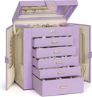 AKOZLIN Extra Large 6-Tier Jewelry Box Organizer Functional Huge, 5 Drawers Leather Jewelry Storage Case for Women Girls Ring Necklace Earring Bracelet Holder Organizer with Mirror Violet by TinyTreasures Baby Boutique