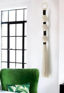 Macrame Wall Hanging Boho Wall Decor Small Sphericity Cotton Textile Tassel Hanging Fiber Yarn Art for Living Room Bedroom 27'' L x 2.3'' W by CozyNest Decor