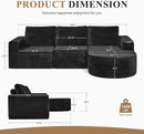Modular Sectional Sofa with L-Shape Chaise,Cloud Sectional Modern Sleeper Couch with Deep Seat,Sponge Compression Sofas No Assembly Required (Black-Sherpa Fabric) 1PCS by CozyNest Decor