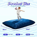Hobestluk 3 in 1 Bean Bag Chair Giant Bean Bag Chairs for Adults with Velvet Cover Convertible Bean Bag Floor Cushion with Machine Washable Cover for Living Room (Velvet Blue) by CozyNest Decor