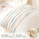 Boho Throw Pillow Covers 18x18 Set of 2 Farmhouse Decorative Cushion Case Striped Square Pillows Cover Chenille Pillow Cases Accent Neutral Pillowcase for Sofa Couch Bed,Yellow-Blue by CozyNest Decor