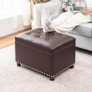 Joveco Leather Storage Ottoman Bench Rectangle 24 Inch Foot Rest Ottomans Stool for Living Room Bedroom(Brown) by CozyNest Decor