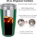 Personalized Tumbler, Vacuum Insulated Travel Coffee Mug 20oz, Gifts for Him, Father’s Day Gift, Keeps Drink Cold and Hot, Closing Lid Included (Green) by TinyTreasures Baby Boutique
