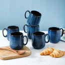 Hasense Espresso Cups 8 oz, Small Coffee Cups Set of 6, Ceramic Mugs with Handle for Coffee, Tea, Cappuccino and Mocha, Dishwasher & Microwave Safe, Blue by CozyNest Decor