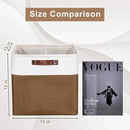 13x13 Cube Storage Bins, Collapsible Fabric Storage Box, 4 Pack Closet Baskets with Handles for Organizing, Shelf, Toys, Clothes, Home, Office, Nursery (Brown&White) by CozyNest Decor