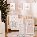 Personalized Nursery Crib Bedding Set: Custom Name 5 Piece Baby Crib Sets with Starry Sky Elephant Design - Toddler Double Layer Blanket Set, Comfortable Crib Bed Sheets for Baby Grils by TinyTreasures Baby Boutique