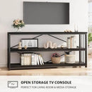LVB Black Entryway Table, Modern Extra Long Sofa Console Table, Metal Wood Narrow Hallway Table with Storage Shelves, Industrial Skinny Foyer Couch Tables for Living Room Bedroom, Black Oak, 70 Inch by CozyNest Decor