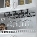 Wine Glass Rack - Under Cabinet Stemware Wine Glass Holder Glasses Storage Hanger Metal Hanging Organizer for Bar Kitchen 4 Rows Black by CozyNest Decor