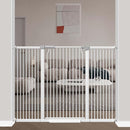 40.5" Extra Tall Baby Gate, 57.5"-60.2" Extra Wide Long Dog Pet Gate Indoor, Adjustable Safety Child Gate No Drill, Metal Auto Close Pet Proof Tall Gate for Stairs Doorway Kids, White by TinyTreasures Baby Boutique