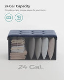 SONGMICS Mazie Collection - 30 Inches Folding Storage Ottoman Bench, Ottoman Foot Rest, End of Bed Bench, Storage Chest, Load 660 lb, for Living Room, Bedroom, Entryway, Misty Blue ULSF047Q01 by CozyNest Decor