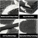 Outdoor Plastic Straw Rug, Waterproof Mat, Washable Large Floor Mat and Rug for Outdoors, RV, Beach, Patio, Camping, Backyard, Deck, Picnic, Indoor Outside (5x8ft,Lantern/Black&White) by GreenHaven Gardens