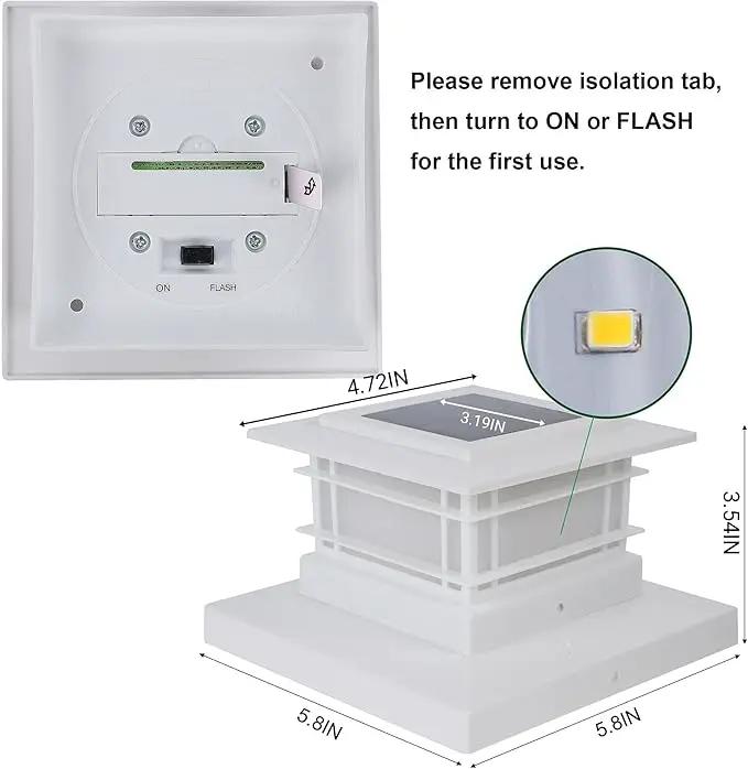 Dynaming 8 Pack Solar Flame Post Lights Outdoor, Solar Powered Fence Post White Shell Cap Light, High Brightness Flickering Flame LED Lighting for Garden Deck Patio, Fit 4x4 5x5 6x6 Vinyl/Wooden Posts, photo 7 of 9