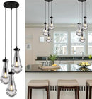 Bronze 3 Light Pendant Lighting, Raindrop Pendant Lights, Black Adjustable Hanging Rope Cluster Pendant Lighting Over Kitchen Island, Teardrop Glass Chandelier Dining Room Light Fixture by CozyNest Decor