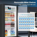 Tylza Commercial Refrigerator with Glass Door Display Beverage Fridge, 350L Upright Beverage Cooler Merchandiser with Rebound Door, Fast Cooling, Low Noise, Black by CozyNest Decor