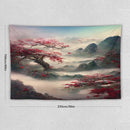 Japanese Tapestry, Red Plum Cherry Blossom Mountain Tapestry, Asian Japanese Wall Tapestry, Nature Landscape Tapestries for Bedroom Living Room Decor 90"x60" by CozyNest Decor