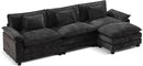 URRED Modular Sectional Sofa Comfy Cloud Couch, Modern Chenille Sofa Sleeper Deep Seat Couches with Ottoman/Pillows for Living Room (Black, 117''- L Shape) by CozyNest Decor