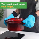 GEEKHOM BBQ Gloves Heat Resistant Oven Mitts - Silicone Grilling Gloves with 14" Long Arm Protection - Waterproof Pot Holder Non-Slip for Men & Women, Kitchen Cooking, Baking, Camping, Blue by GreenHaven Gardens