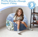 COMAX Kids Bean Bag Chair Turn into Beanbag Bed, Unicorn Toddler Bean Chair for Girl Boy Sleeping, Lazy Children Sofa Couch with Filler, Convertible Child Floor Mattress, Glowing Space by TinyTreasures Baby Boutique