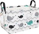 FANKANG Storage Bins, Nursery Hamper Canvas Laundry Basket Foldable with Waterproof PE Coating Large Storage Baskets for Kids Boys and Girls, Office, Bedroom, Clothes,Toys(Rec-whales ） by TinyTreasures Baby Boutique
